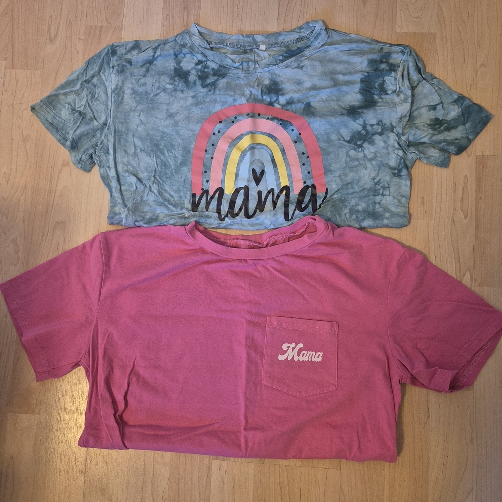 Womens 2  bundle short sleeve size large Mama shirts